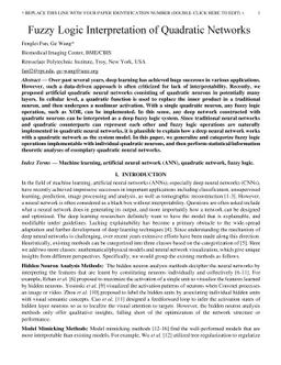 Fuzzy Logic Interpretation of Quadratic Networks