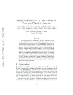 Design and Evaluation of a Tutor Platform for Personalized Vocabulary
  Learning