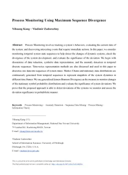 Process Monitoring Using Maximum Sequence Divergence