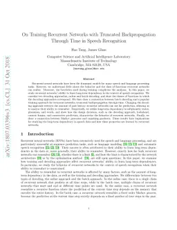 On Training Recurrent Networks with Truncated Backpropagation Through
  Time in Speech Recognition