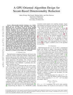 A GPU-Oriented Algorithm Design for Secant-Based Dimensionality
  Reduction