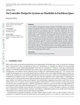 On Controller Design for Systems on Manifolds in Euclidean Space