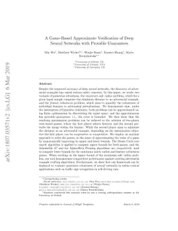 A Game-Based Approximate Verification of Deep Neural Networks with
  Provable Guarantees