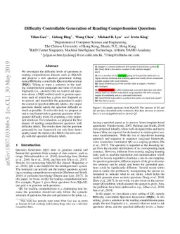 Difficulty Controllable Generation of Reading Comprehension Questions