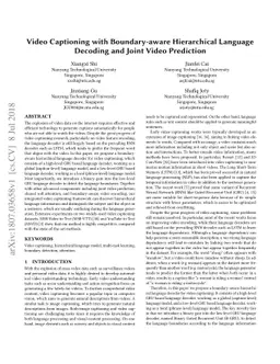 Video Captioning with Boundary-aware Hierarchical Language Decoding and
  Joint Video Prediction
