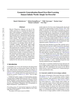 Geometric Generalization Based Zero-Shot Learning Dataset Infinite
  World: Simple Yet Powerful