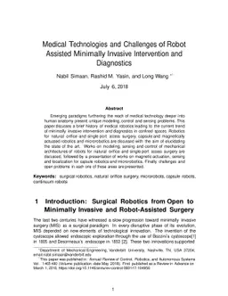 Medical Technologies and Challenges of Robot Assisted Minimally Invasive
  Intervention and Diagnostics