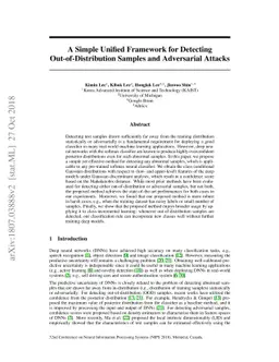A Simple Unified Framework for Detecting Out-of-Distribution Samples and
  Adversarial Attacks