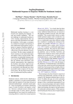 Seq2Seq2Sentiment: Multimodal Sequence to Sequence Models for Sentiment
  Analysis
