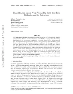 Quantification under prior probability shift: the ratio estimator and
  its extensions