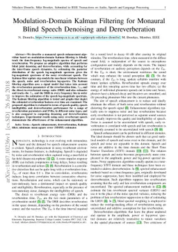 Modulation-Domain Kalman Filtering for Monaural Blind Speech Denoising
  and Dereverberation