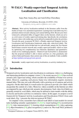 W-TALC: Weakly-supervised Temporal Activity Localization and
  Classification