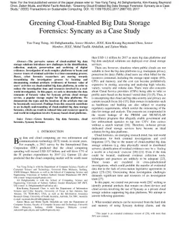 Greening Cloud-Enabled Big Data Storage Forensics: Syncany as a Case
  Study