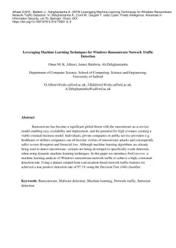 Leveraging Machine Learning Techniques for Windows Ransomware Network
  Traffic Detection