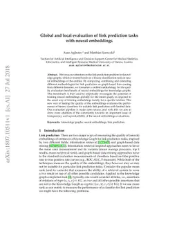 Global and local evaluation of link prediction tasks with neural
  embeddings