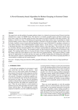 A Novel Geometry-based Algorithm for Robust Grasping in Extreme Clutter
  Environment