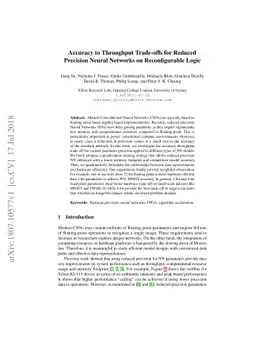 Accuracy to Throughput Trade-offs for Reduced Precision Neural Networks
  on Reconfigurable Logic