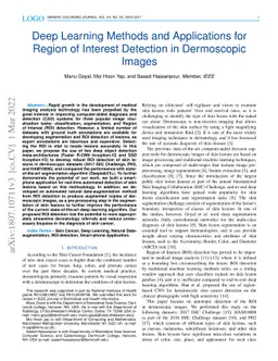 Deep Learning Methods and Applications for Region of Interest Detection
  in Dermoscopic Images
