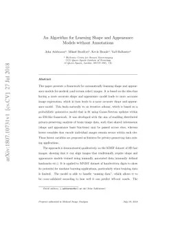 An Algorithm for Learning Shape and Appearance Models without
  Annotations