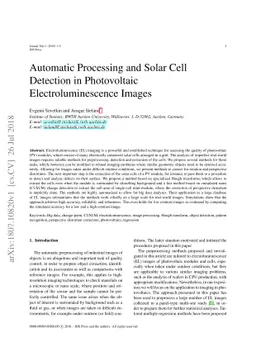 Automatic Processing and Solar Cell Detection in Photovoltaic
  Electroluminescence Images