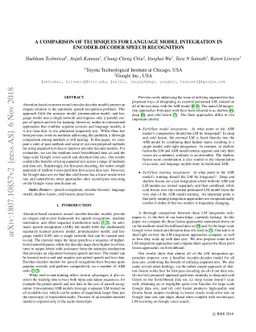 A Comparison of Techniques for Language Model Integration in
  Encoder-Decoder Speech Recognition