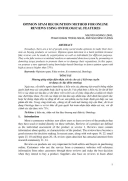 Opinion Spam Recognition Method for Online Reviews using Ontological
  Features