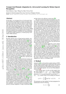Unsupervised Domain Adaptation by Adversarial Learning for Robust Speech
  Recognition