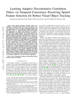 Learning Adaptive Discriminative Correlation Filters via Temporal
  Consistency Preserving Spatial Feature Selection for Robust Visual Tracking