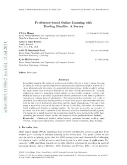Preference-based Online Learning with Dueling Bandits: A Survey