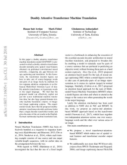 Doubly Attentive Transformer Machine Translation