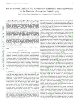 On the Security Analysis of a Cooperative Incremental Relaying Protocol
  in the Presence of an Active Eavesdropper