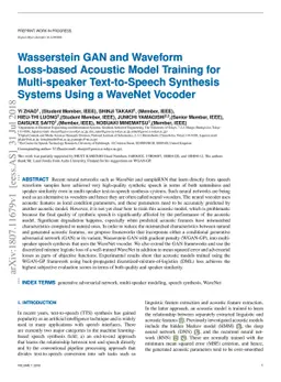 Wasserstein GAN and Waveform Loss-based Acoustic Model Training for
  Multi-speaker Text-to-Speech Synthesis Systems Using a WaveNet Vocoder