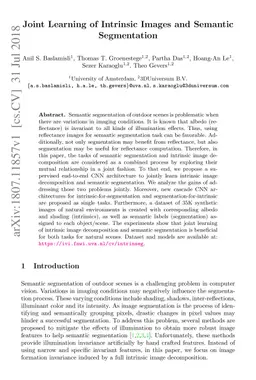 Joint Learning of Intrinsic Images and Semantic Segmentation