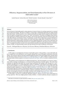 Efficiency, Sequenceability and Deal-Optimality in Fair Division of
  Indivisible Goods