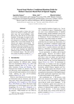 Neural Semi-Markov Conditional Random Fields for Robust Character-Based
  Part-of-Speech Tagging