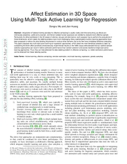 Affect Estimation in 3D Space Using Multi-Task Active Learning for
  Regression