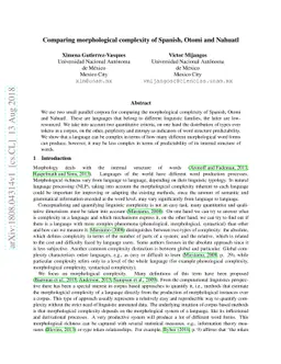 Comparing morphological complexity of Spanish, Otomi and Nahuatl