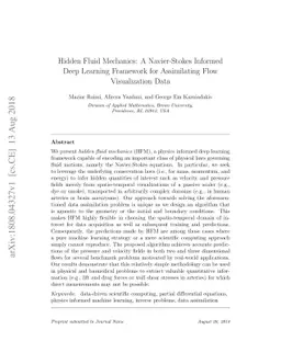 Hidden Fluid Mechanics: A Navier-Stokes Informed Deep Learning Framework
  for Assimilating Flow Visualization Data