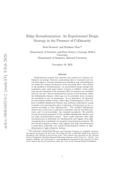 Ridge Rerandomization: An Experimental Design Strategy in the Presence
  of Collinearity