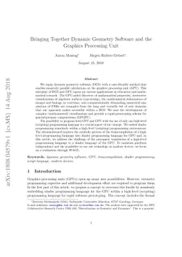 Bringing Together Dynamic Geometry Software and the Graphics Processing
  Unit