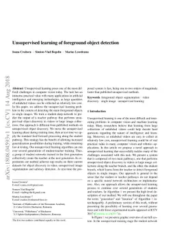 Unsupervised learning of foreground object detection