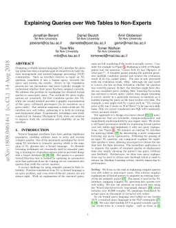 Explaining Queries over Web Tables to Non-Experts