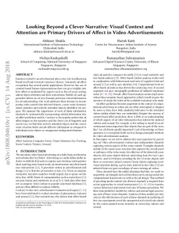 Looking Beyond a Clever Narrative: Visual Context and Attention are
  Primary Drivers of Affect in Video Advertisements