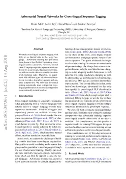 Adversarial Neural Networks for Cross-lingual Sequence Tagging