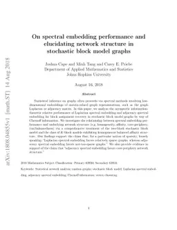 On spectral embedding performance and elucidating network structure in
  stochastic block model graphs