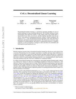 COLA: Decentralized Linear Learning