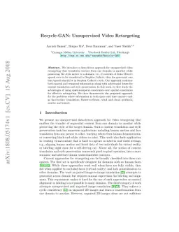 Recycle-GAN: Unsupervised Video Retargeting