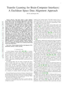 Transfer Learning for Brain-Computer Interfaces: A Euclidean Space Data
  Alignment Approach