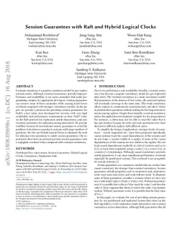 Session Guarantees with Raft and Hybrid Logical Clocks