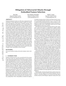 Mitigation of Adversarial Attacks through Embedded Feature Selection